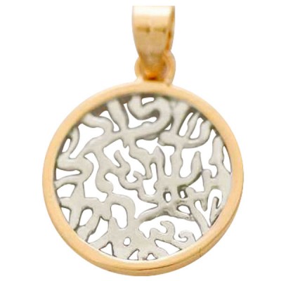Gold Filled Round Two Tone Shema Pendant
